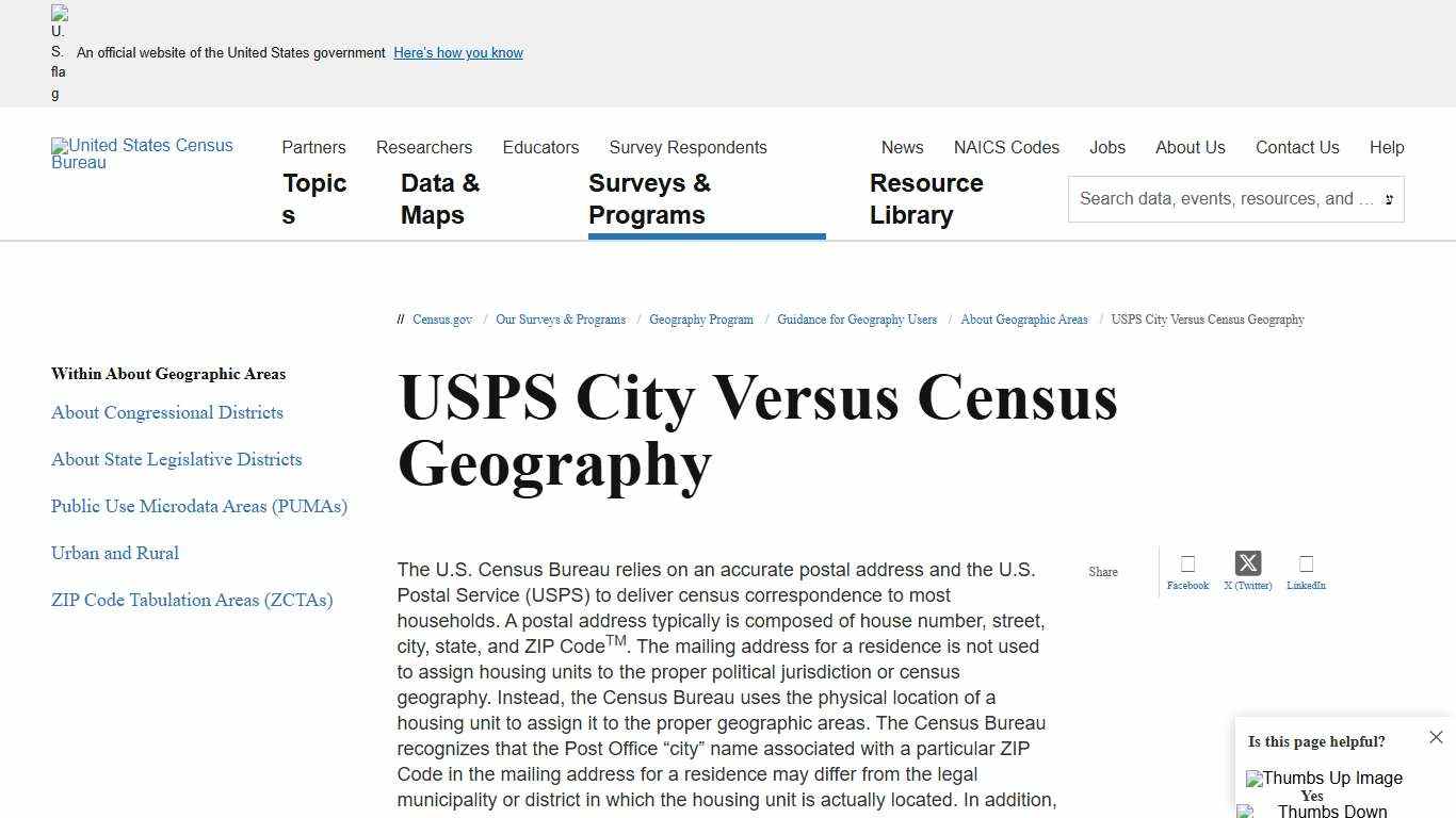 USPS City Versus Census Geography
