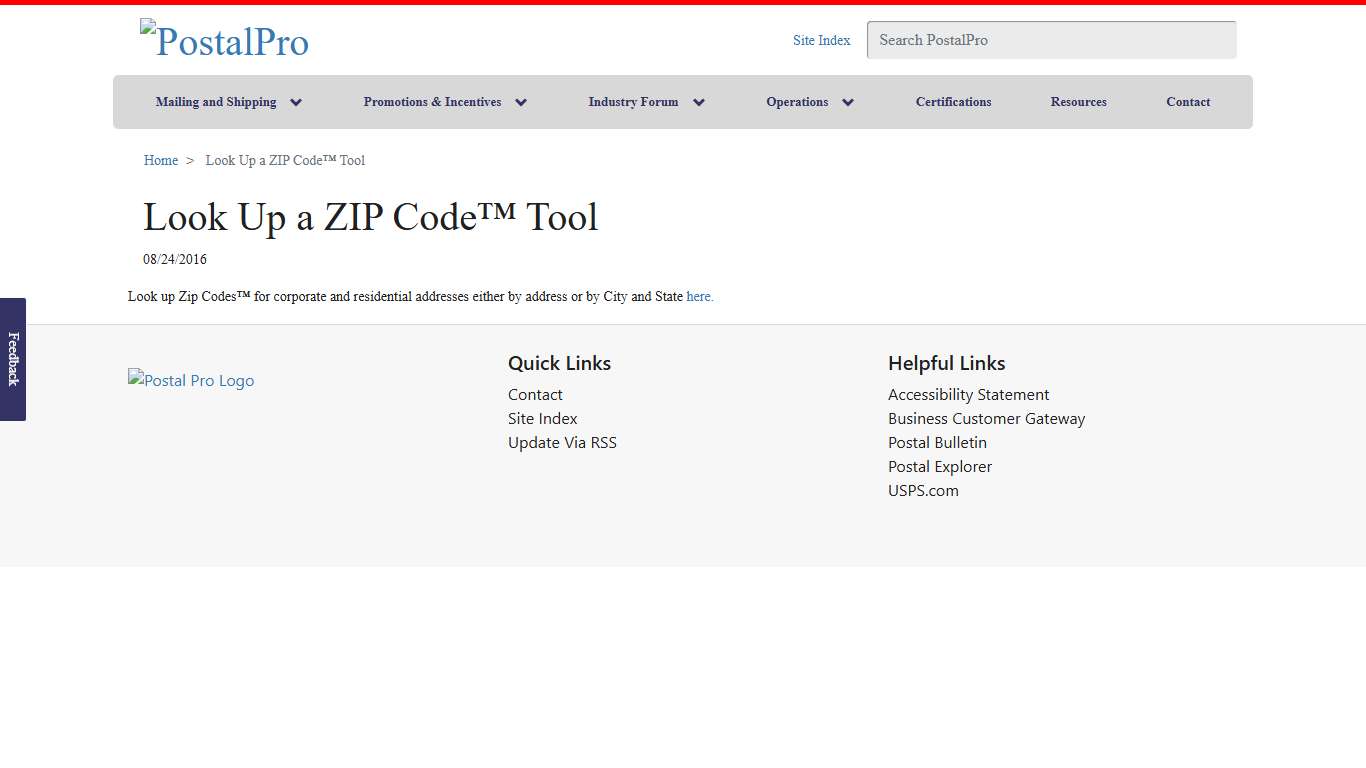 Look Up a ZIP Code Tool PostalPro